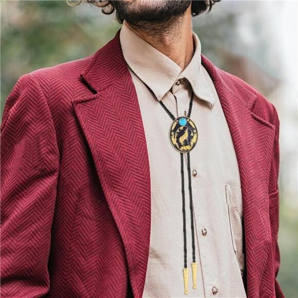 Retro Bolo tie, Handmade Cowboy Tie 025 - Picture 5 of 7